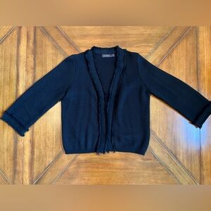 The Limited Black Fringed Open-Front Cardigan Sweater Women’s Size Large